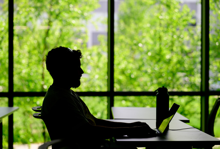 Student working on a computer.